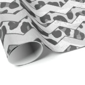 Papier Cadeau Gris léopard Chevron et gris clair (Coin rond)