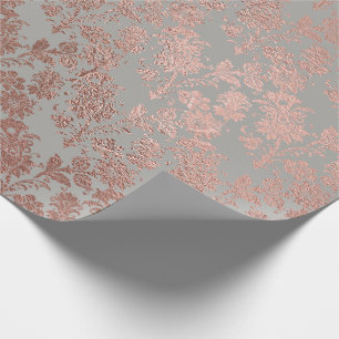 Papier Cadeau Gris Métal Rose Rose Or Poudre Faux Blush Floral