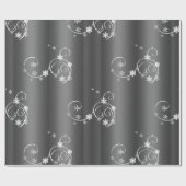 Papier Cadeau Gris métallique, Fils blancs Noël (Plat)