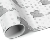 Papier Cadeau Gris Mis Sur Pois (Coin rond)