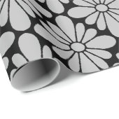 Papier Cadeau Gris Motif de fleurs de concho (Coin rond)