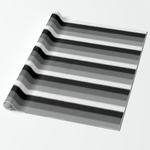 Papier Cadeau Gris noir blanc rayures Design
