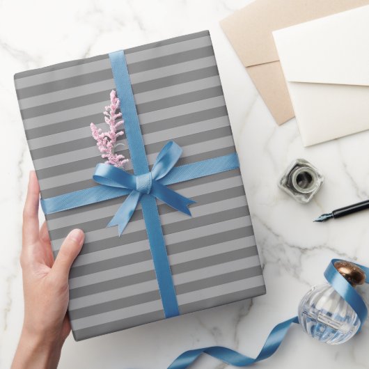 Papier Cadeau Gris & Rayures Gris Clair (Cadeaux)