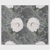 Papier Cadeau Gris romantique de pivoine blanche (Plat)