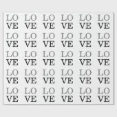 Papier Cadeau Gris Script Amour Mariage Noir (Plat)