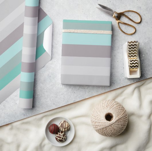 Papier Cadeau Gris Vert Bleu (Artisanat)
