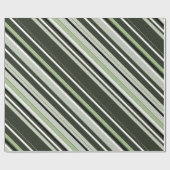 Papier Cadeau Gris, vert, rayures blanches. (Plat)