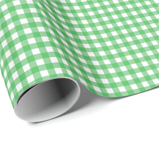 Papier Cadeau Gris Vert Simple Plaid (Coin rond)