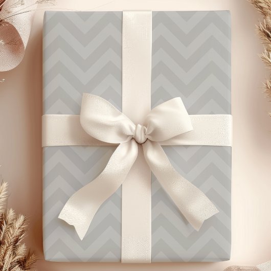 Papier Cadeau Gris Zigzag Chevron Stripes