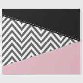 Papier Cadeau Gris Zigzag, Gris Chevron, Motif Zigzag, Rose (Plat)