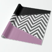 Papier Cadeau Gris Zigzag, Gris Chevron, Motif Zigzag, Violet (Déroulé)