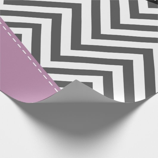 Papier Cadeau Gris Zigzag, Gris Chevron, Motif Zigzag, Violet (Coin)