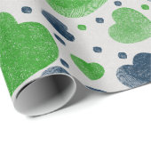 Papier Cadeau Gritty Love coeurs vert et bleu (Coin rond)