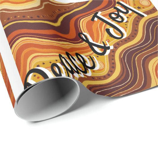 Papier Cadeau Groovy Peace & Joy Repeating Pattern  (Coin rond)