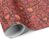 Papier Cadeau Groovy Retro Hearts 70s Print Wrapping Paper Roll (Coin rond)