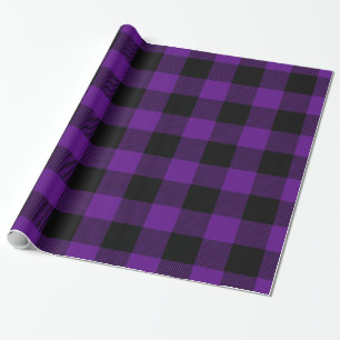 Papier Cadeau Gros Buffle violet noir Plaid Tartan