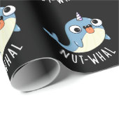 Papier Cadeau Gros-cétacés Drôle Jeu Narwhal BG foncé (Coin rond)