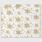 Papier Cadeau Gros Flèches De Neige En Or Sur Blanc (Plat)
