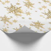 Papier Cadeau Gros Flèches De Neige En Or Sur Blanc (Coin)
