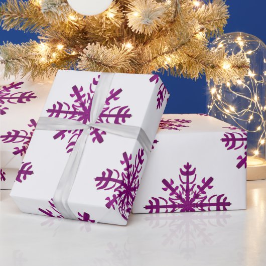 Papier Cadeau Gros flocon de neige violet et blanc Noël moderne (Vacances)