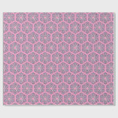 Papier Cadeau Gros flocons d'argent sur rose (Plat)