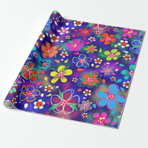 Papier Cadeau Gros Gras Fleurs Boho Style mignonne