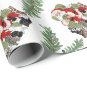 Papier Cadeau Gros Noël Père Noël et lapins lapins lapins (Coin rond)