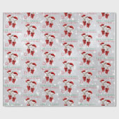 Papier Cadeau Gros Noël Voeux Petite Chèvre Baisers Argent (Plat)