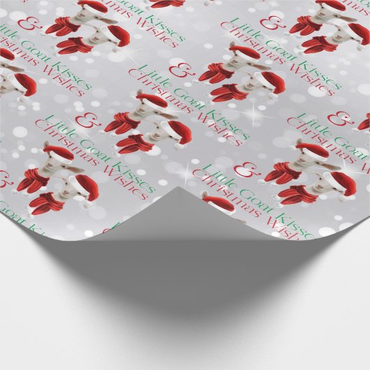 Papier Cadeau Gros Noël Voeux Petite Chèvre Baisers Argent (Coin)