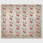 Papier Cadeau Gros Noël Voeux Petite Chèvre Baisers Or (Plat)