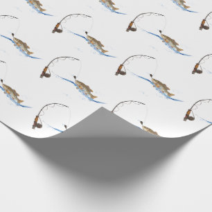Papier Cadeau gros poisson à l'hameçon avec éclaboussure