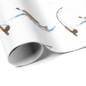 Papier Cadeau gros poisson en crochet avec éclaboussure (Coin rond)