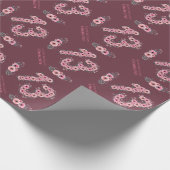 Papier Cadeau Grosse 13e Fleurs roses Volage vert Anniversaire (Coin)