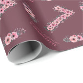 Papier Cadeau Grosse 7e Fleurs roses Fleurs Vertes Foliage Anniv (Coin rond)