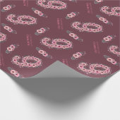 Papier Cadeau Grosse 9e Fleurs Roses Fleurs Vert Foliage Anniver (Coin)