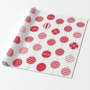 Papier Cadeau Grosses boules de Noël rouges enveloppant du papi