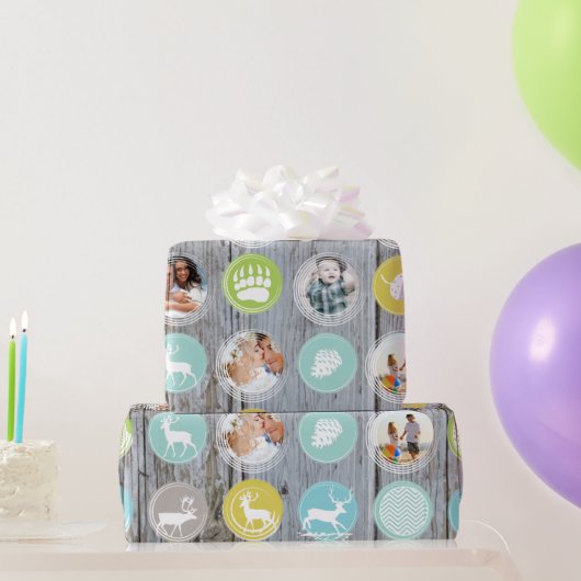 Papier Cadeau Grotte rustique Bois Photos de famille de Noël (Cadeaux de fête)