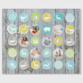 Papier Cadeau Grotte rustique Bois Photos de famille de Noël (Plat)