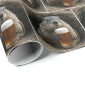 Papier Cadeau Groundhog With Mug of Beer (Coin rond)