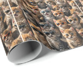 Papier Cadeau Groupe de Chats avec Lunettes de soleil (Coin rond)