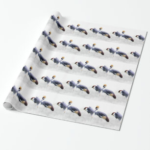 Papier Cadeau grue couronnée grise ailes oiseau plumes