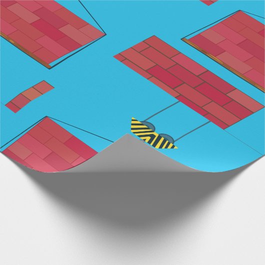Papier Cadeau Grue de construction Levant mur de brique (Coin)