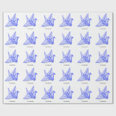 Papier Cadeau Grue d'origami bleu (Plat)