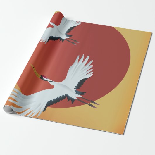 Papier Cadeau Grues japonaises (Déroulé)