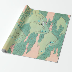Papier Cadeau Grues sur les montagnes Vintage Motif japonais