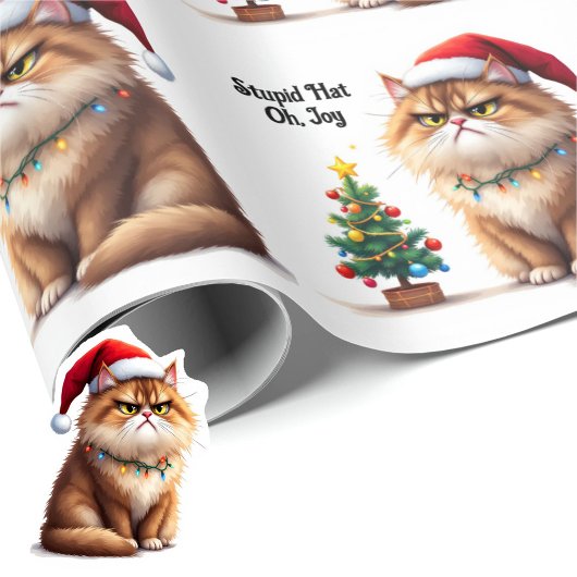 Papier Cadeau Grumpy Chat c'est Noël de nouveau Texte personnali