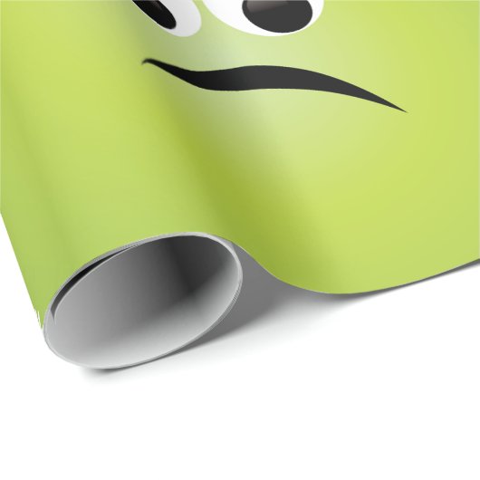 Papier Cadeau Grumpy Fuzzy Pear Visage Fruit drôle Caractère (Coin rond)