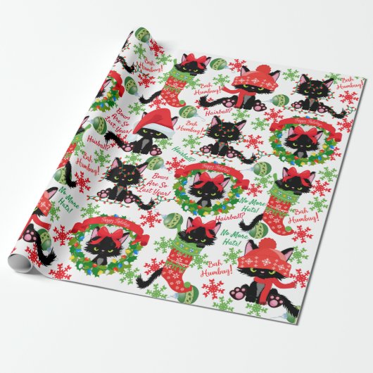 Papier Cadeau Grumpy Kitty Bah Humbug - Chat dans les vaches Cas (Déroulé)