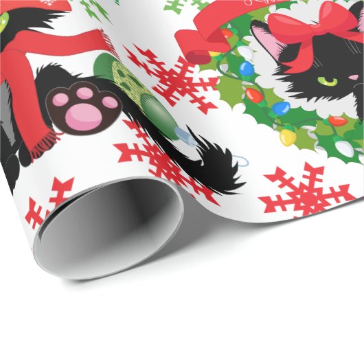 Papier Cadeau Grumpy Kitty Bah Humbug - Chat dans les vaches Cas (Coin rond)