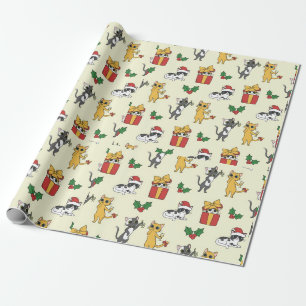 Papier Cadeau Grumpy Kitty Et Ses Amis Motif De Noël